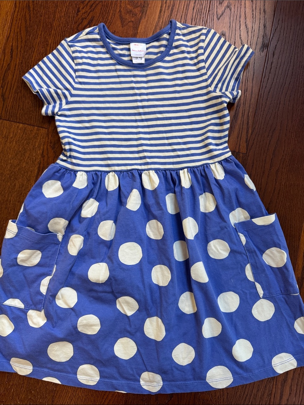 Hanna Andersson Blue Stripe & Polka Dot Girls Dress